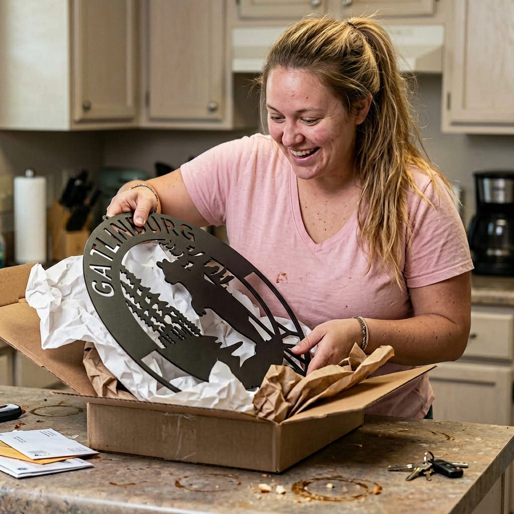 Steel Sign Personalized Lone Bear Metal Monogram Sign | Custom Name Art