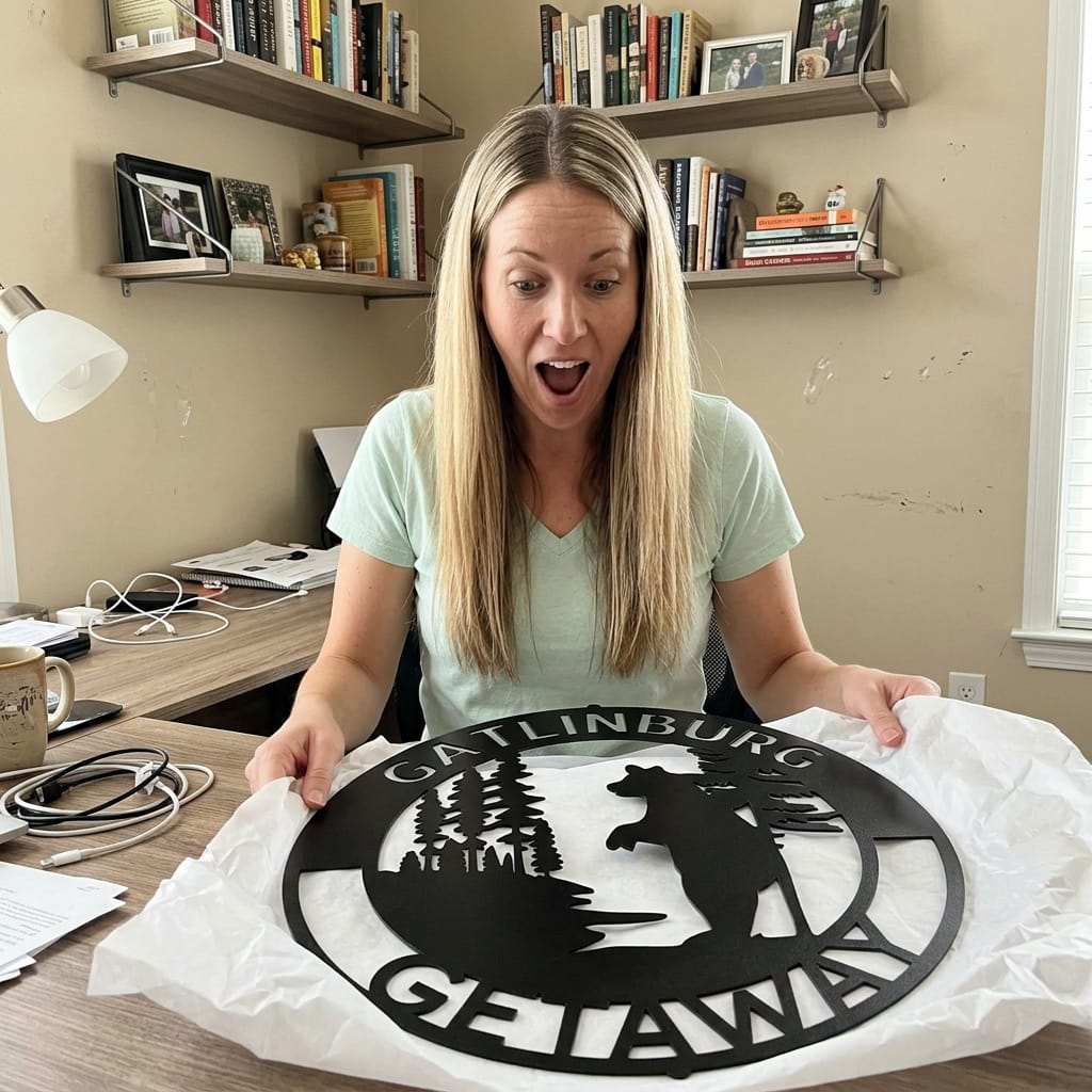 Steel Sign Personalized Lone Bear Metal Monogram Sign | Custom Name Art