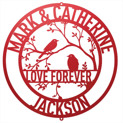 Steel Sign Red / 12 Personalized Love Birds Metal Wall Art – Custom Name & Message