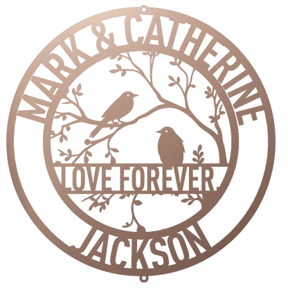 Steel Sign Rose / 12 Personalized Love Birds Metal Wall Art – Custom Name & Message