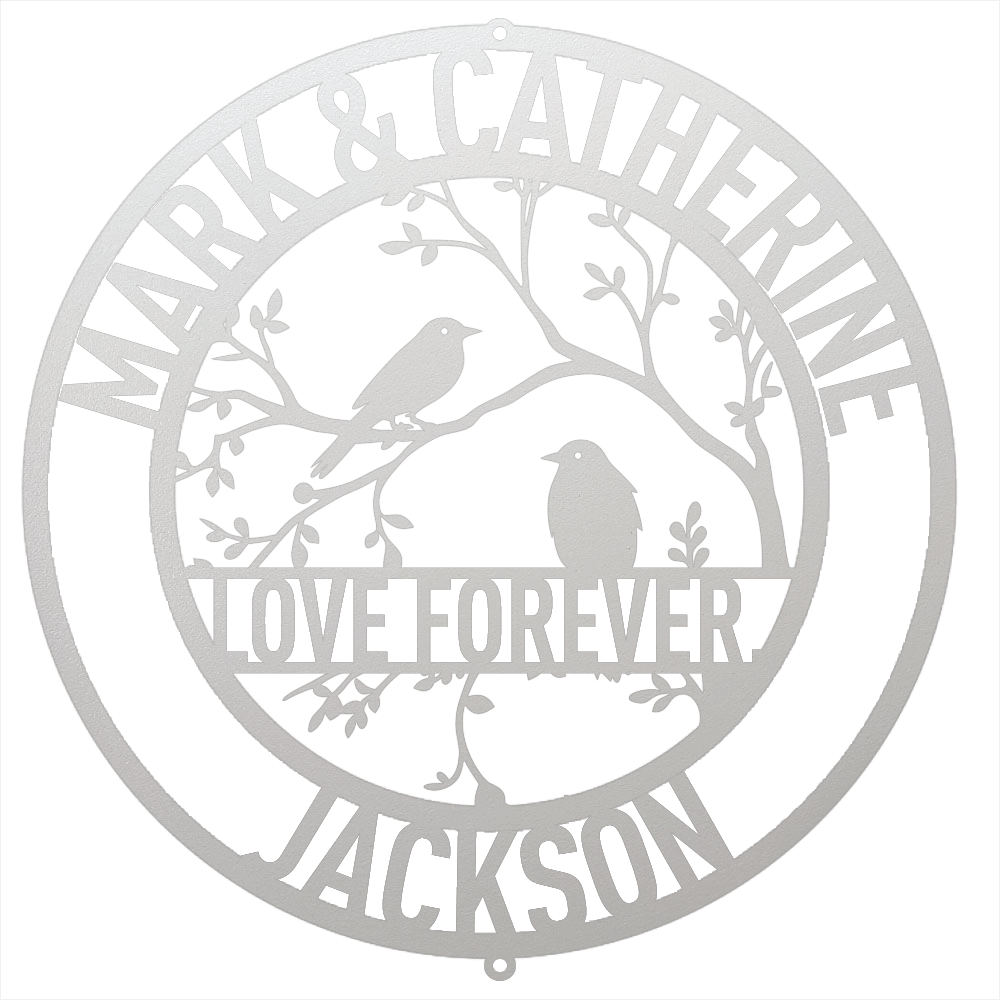 Steel Sign White / 12 Personalized Love Birds Metal Wall Art – Custom Name & Message