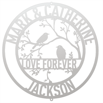 Steel Sign White / 12 Personalized Love Birds Metal Wall Art – Custom Name & Message