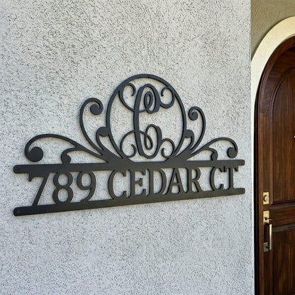 Steel Sign Black / 12" Personalized Monogram Address Sign Name & House Number