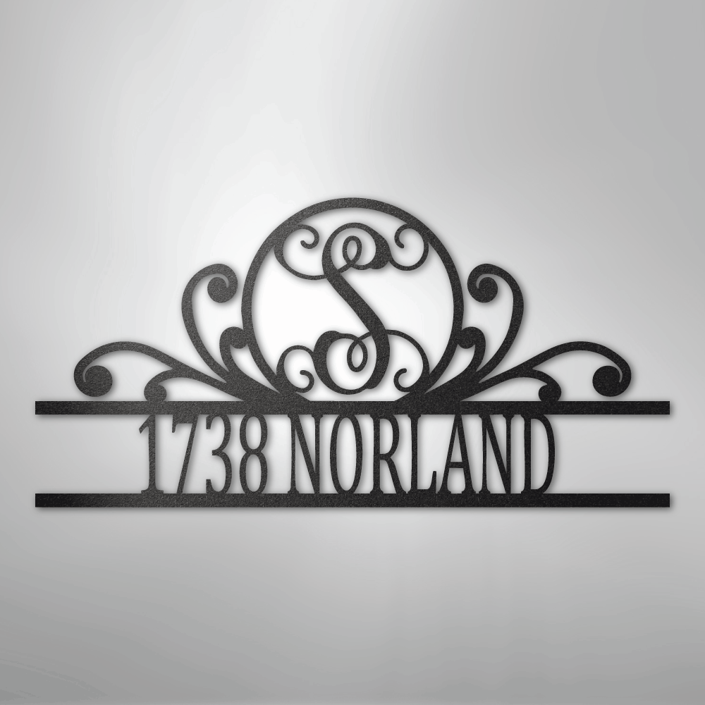 Steel Sign Black / 12" Personalized Monogram Address Sign Name & House Number