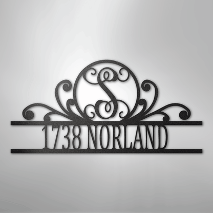 Steel Sign Black / 12" Personalized Monogram Address Sign Name & House Number