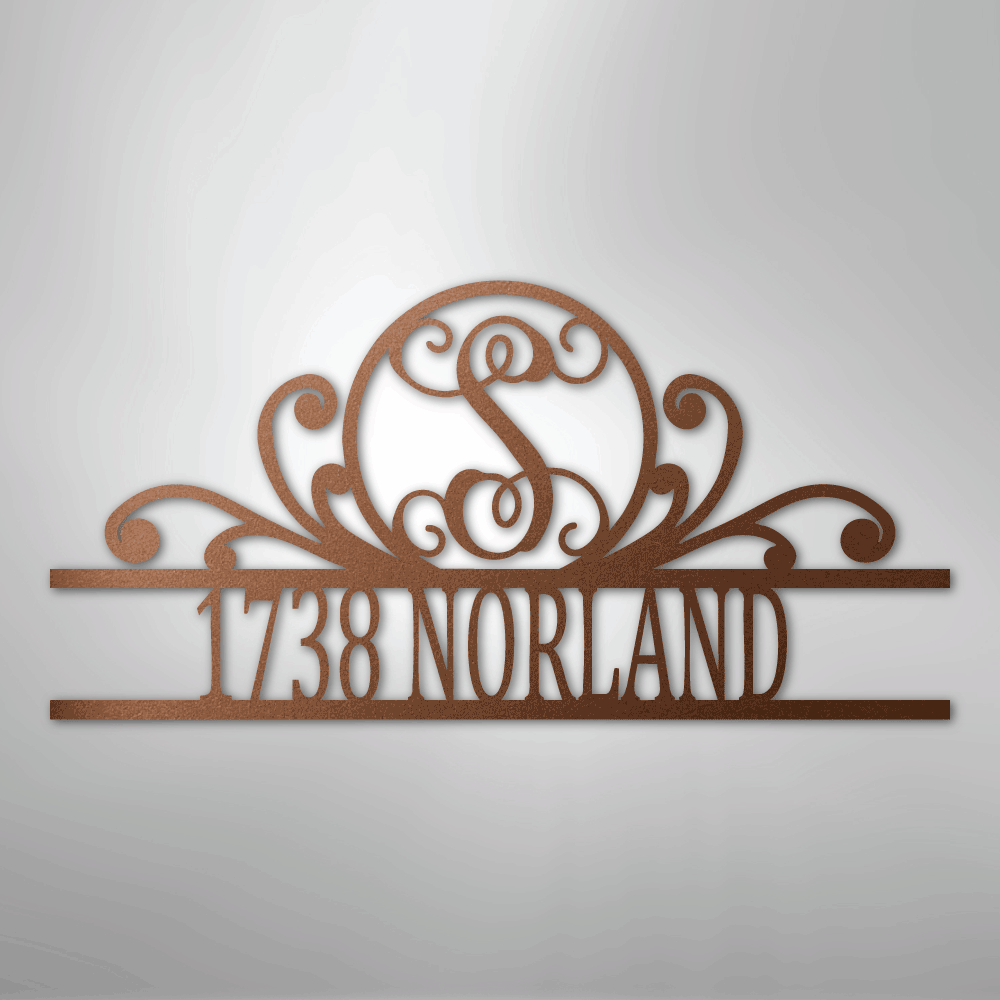 Steel Sign Copper / 12" Personalized Monogram Address Sign Name & House Number