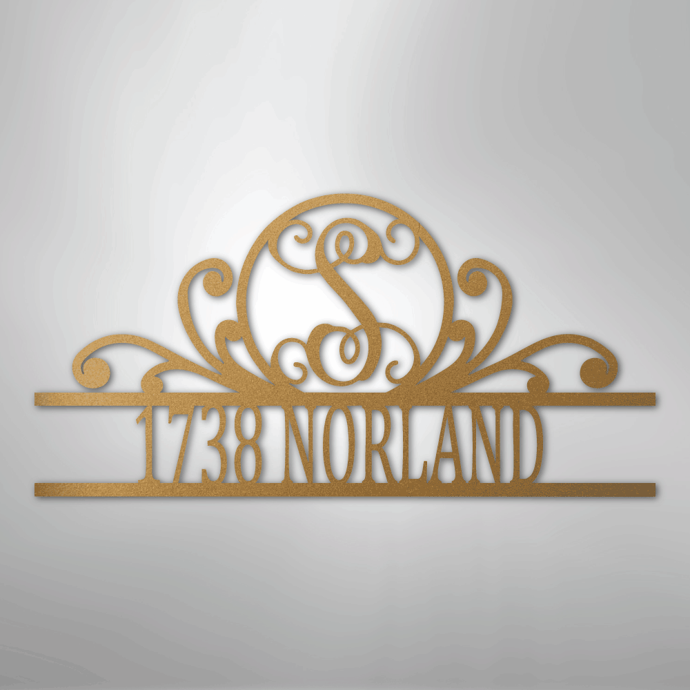 Steel Sign Gold / 12" Personalized Monogram Address Sign Name & House Number