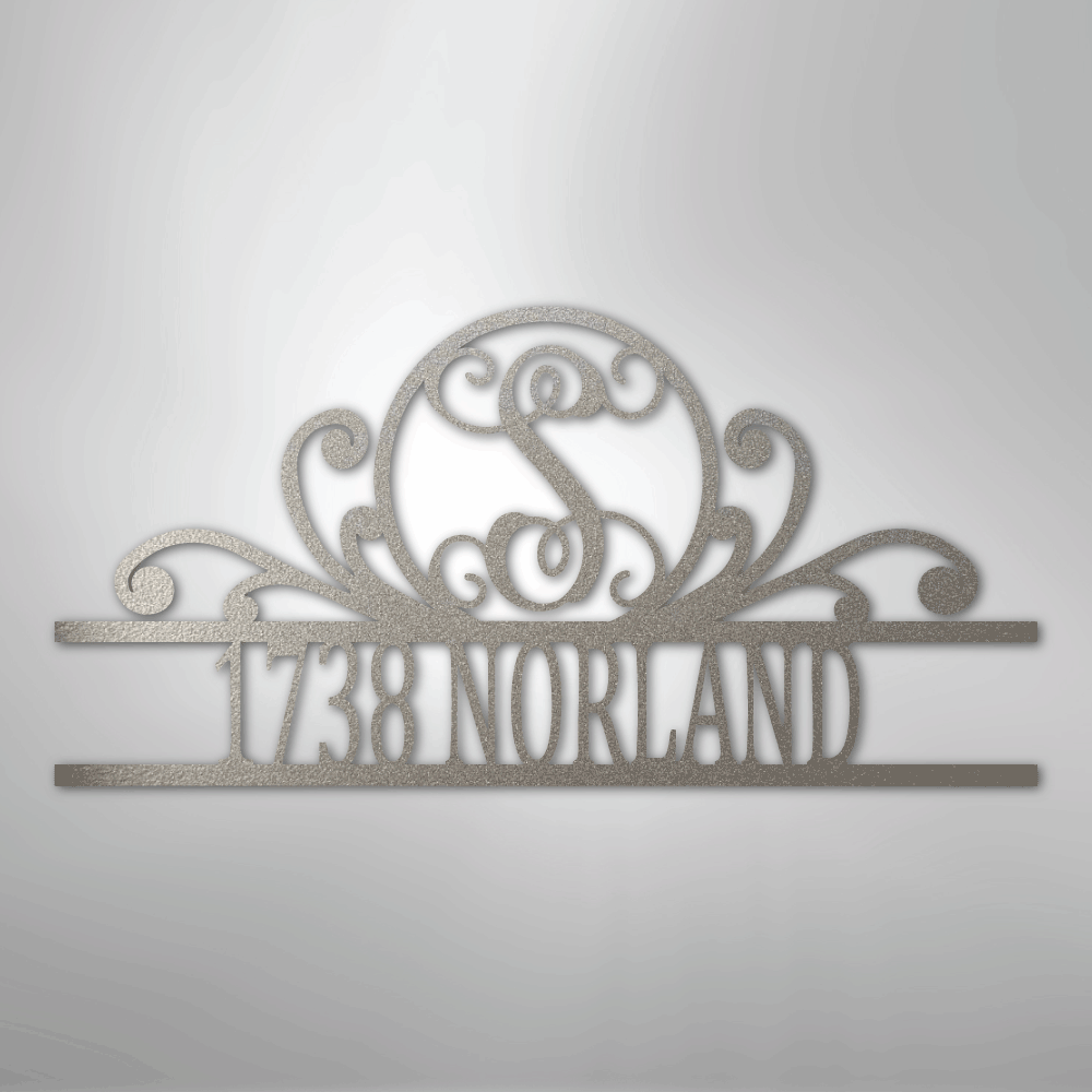 Steel Sign Silver / 12" Personalized Monogram Address Sign Name & House Number