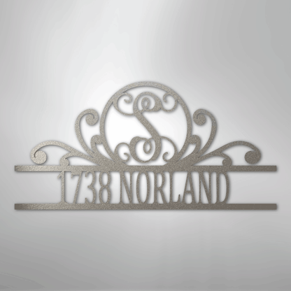Steel Sign Silver / 12" Personalized Monogram Address Sign Name & House Number