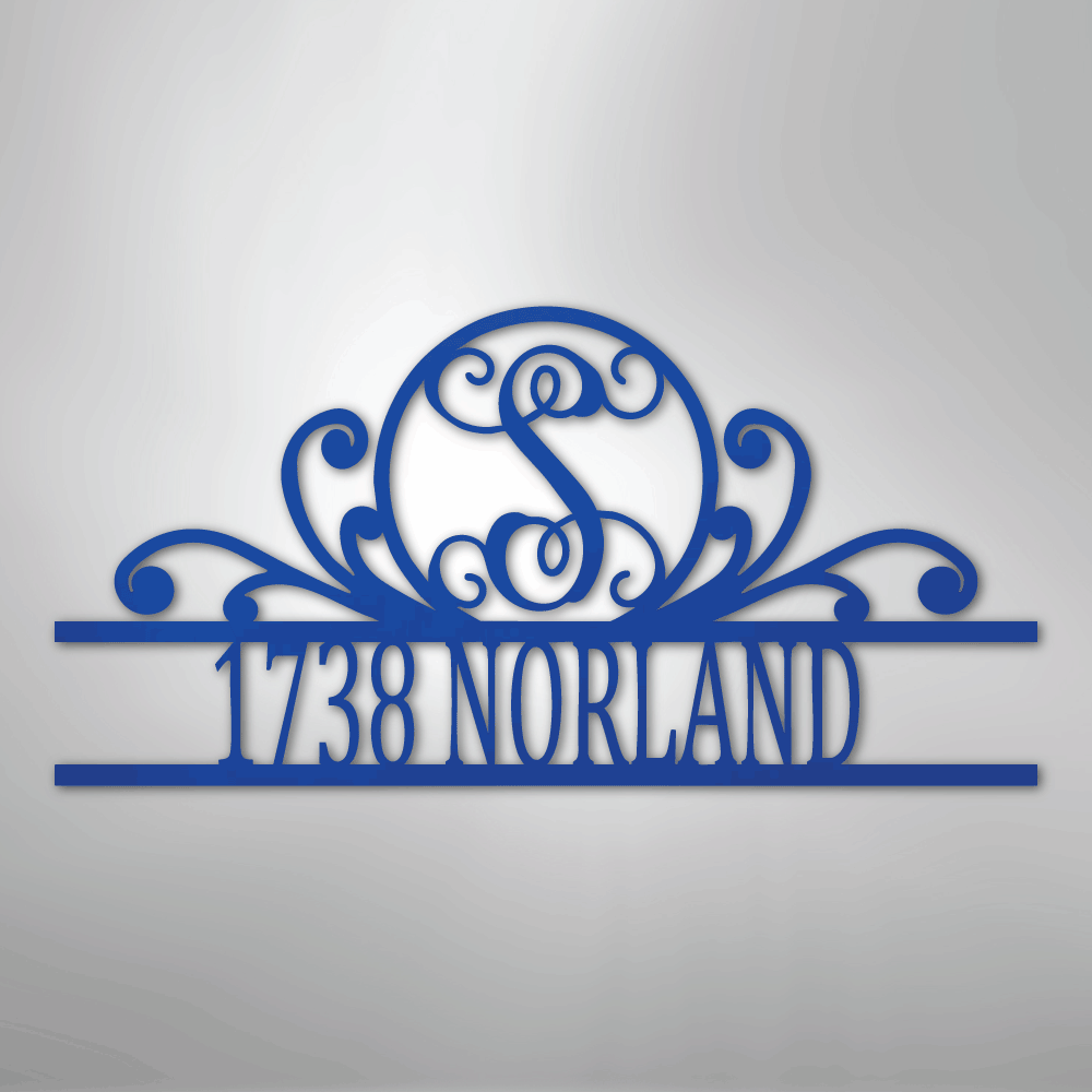 Steel Sign Blue / 24" Personalized Monogram Address Sign Name & House Number