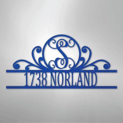 Steel Sign Blue / 24" Personalized Monogram Address Sign Name & House Number