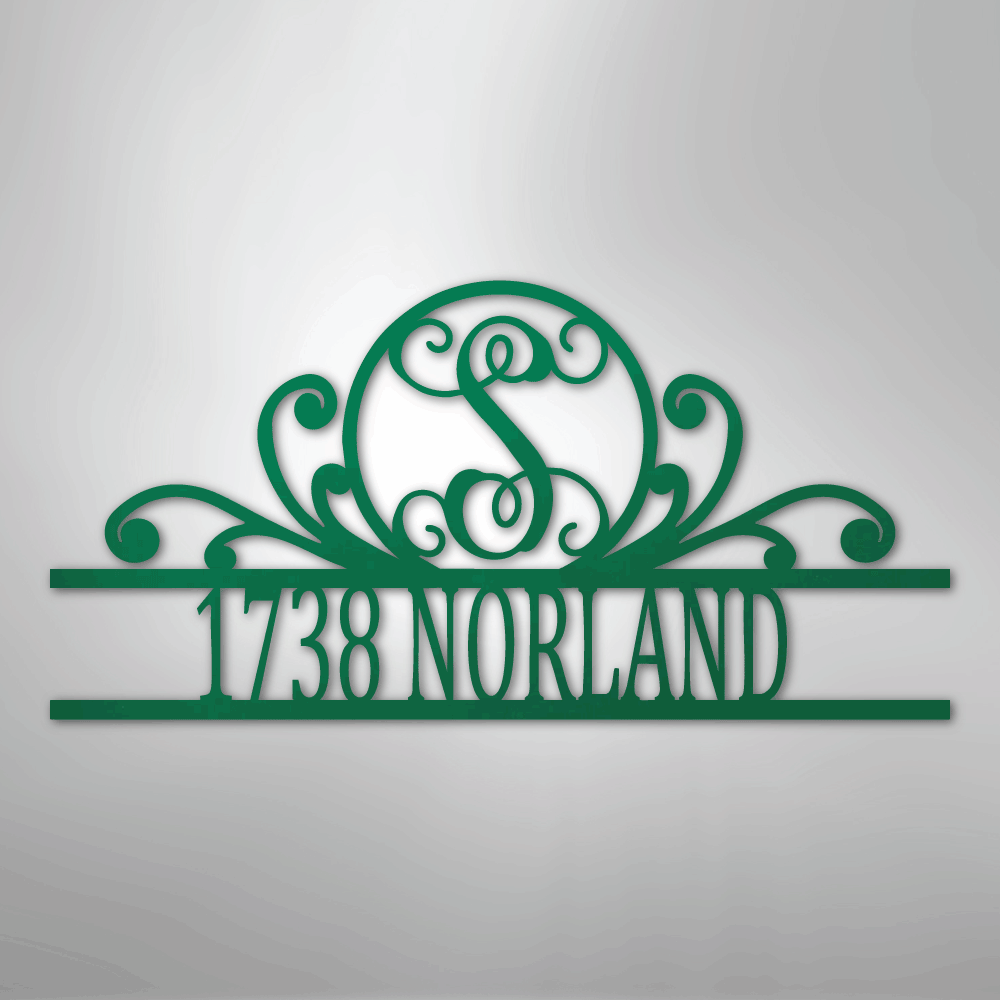Steel Sign Green / 24" Personalized Monogram Address Sign Name & House Number