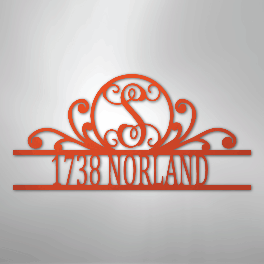Steel Sign Orange / 24" Personalized Monogram Address Sign Name & House Number