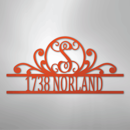 Steel Sign Orange / 24" Personalized Monogram Address Sign Name & House Number