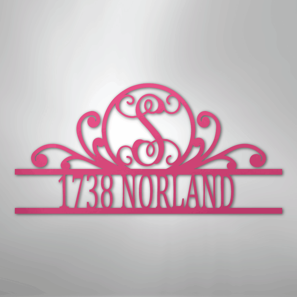 Steel Sign Pink / 24" Personalized Monogram Address Sign Name & House Number