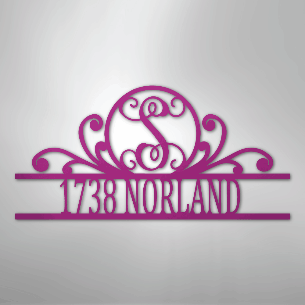Steel Sign Purple / 24" Personalized Monogram Address Sign Name & House Number