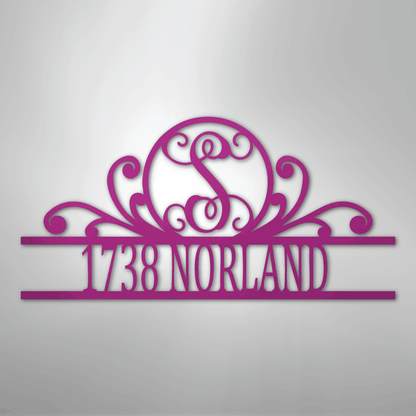Steel Sign Purple / 24" Personalized Monogram Address Sign Name & House Number