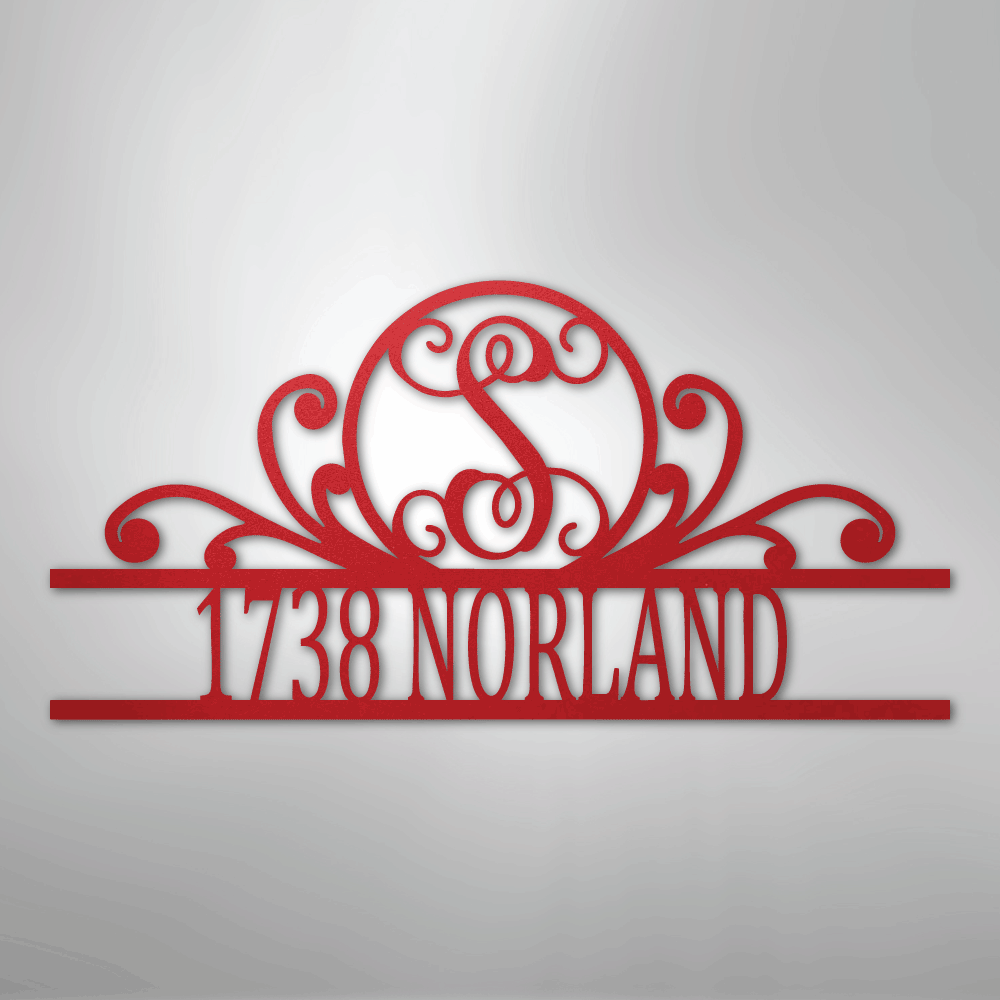 Steel Sign Red / 24" Personalized Monogram Address Sign Name & House Number
