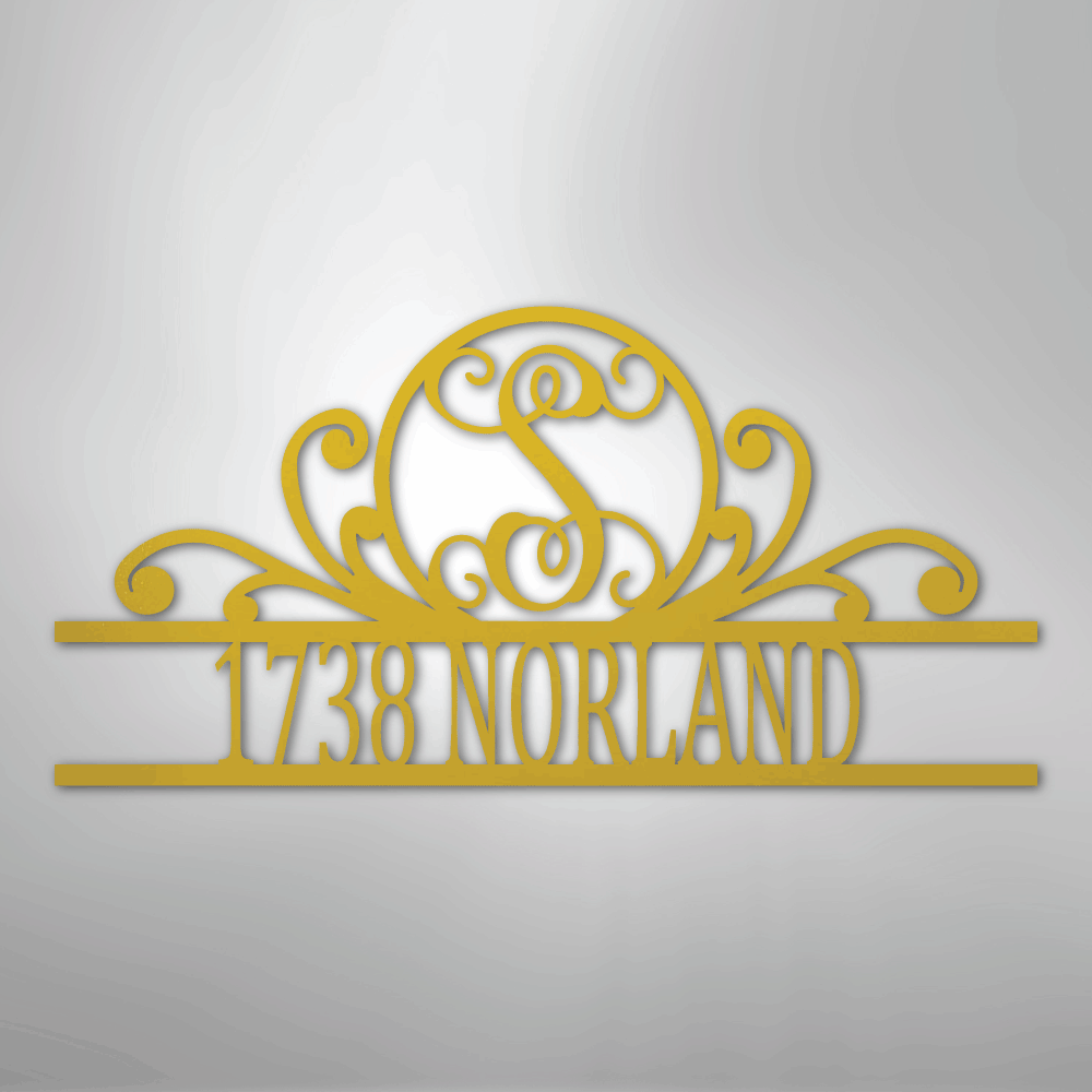 Steel Sign Yellow / 24" Personalized Monogram Address Sign Name & House Number