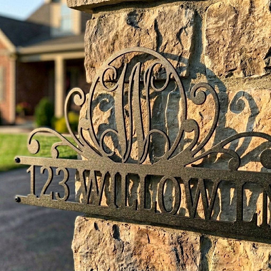 Steel Sign Personalized Monogram Address Sign Name & House Number