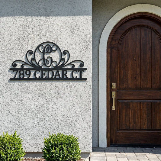 Steel Sign Personalized Monogram Address Sign Name & House Number