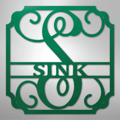 Steel Sign Green / 24" Personalized Monogram Family Name Sign – Custom Metal Wedding or Anniversary Wall Decor