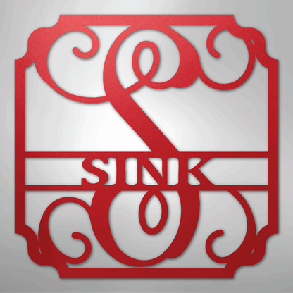 Steel Sign Red / 24" Personalized Monogram Family Name Sign – Custom Metal Wedding or Anniversary Wall Decor