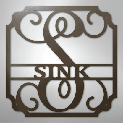 Steel Sign Stone / 24" Personalized Monogram Family Name Sign – Custom Metal Wedding or Anniversary Wall Decor