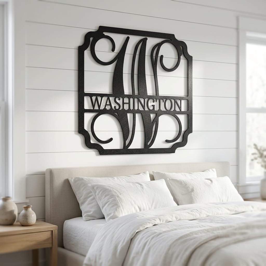 Steel Sign Personalized Monogram Family Name Sign – Custom Metal Wedding or Anniversary Wall Decor