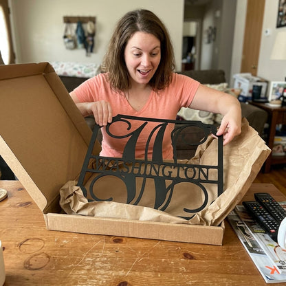 Steel Sign Personalized Monogram Family Name Sign – Custom Metal Wedding or Anniversary Wall Decor