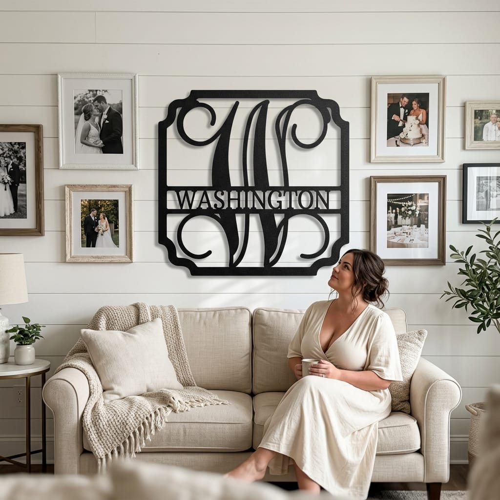 Steel Sign Personalized Monogram Family Name Sign – Custom Metal Wedding or Anniversary Wall Decor