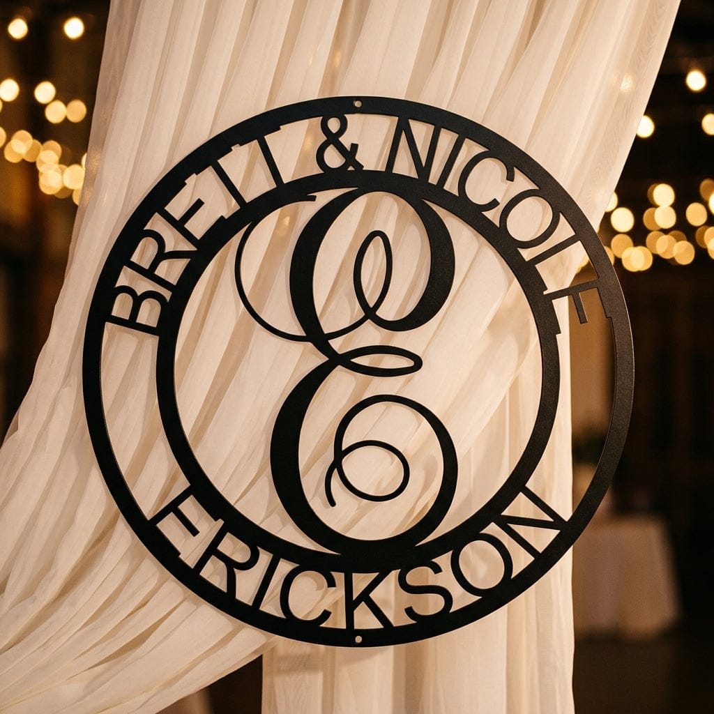 Steel Sign Black / 12" Personalized Monogram Metal Sign – Custom Family Name & Established Date Wall Decor