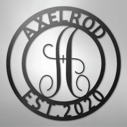 Steel Sign Black / 12" Personalized Monogram Metal Sign – Custom Family Name & Established Date Wall Decor