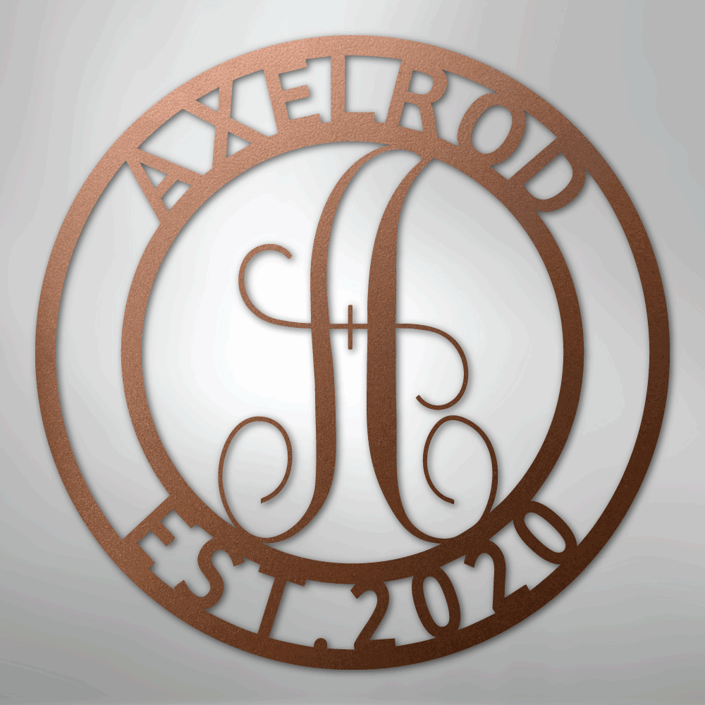 Steel Sign Copper / 12" Personalized Monogram Metal Sign – Custom Family Name & Established Date Wall Decor