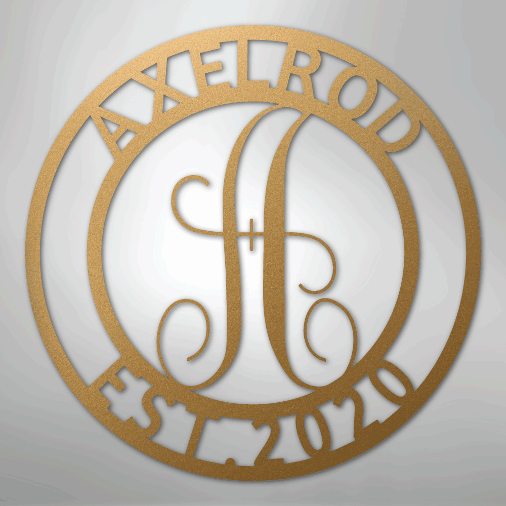 Steel Sign Gold / 12" Personalized Monogram Metal Sign – Custom Family Name & Established Date Wall Decor