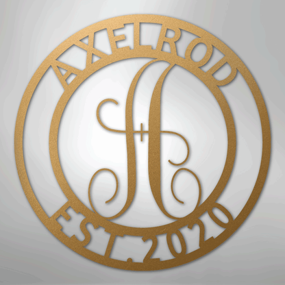 Steel Sign Gold / 12" Personalized Monogram Metal Sign – Custom Family Name & Established Date Wall Decor