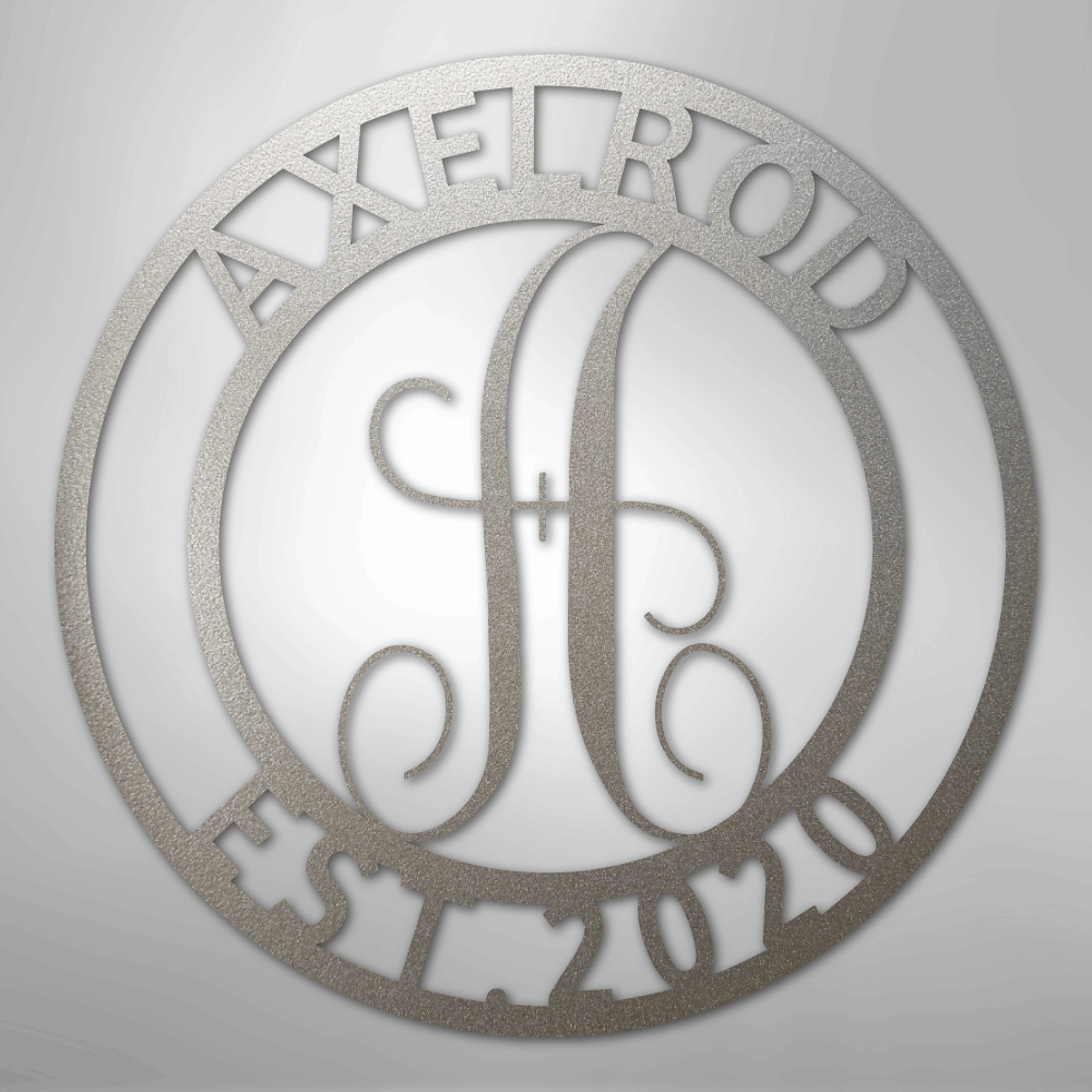 Steel Sign Silver / 12" Personalized Monogram Metal Sign – Custom Family Name & Established Date Wall Decor