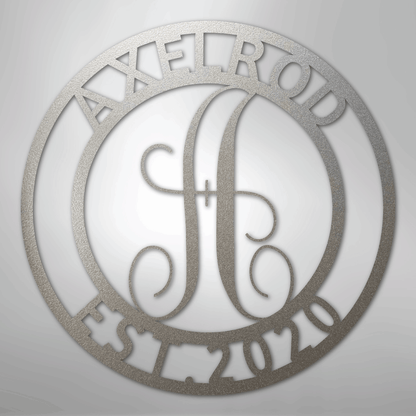 Steel Sign Silver / 12" Personalized Monogram Metal Sign – Custom Family Name & Established Date Wall Decor