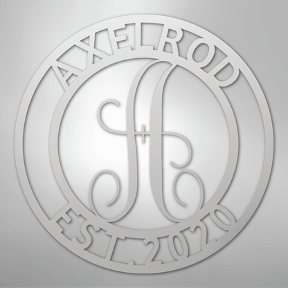 Steel Sign White / 12" Personalized Monogram Metal Sign – Custom Family Name & Established Date Wall Decor