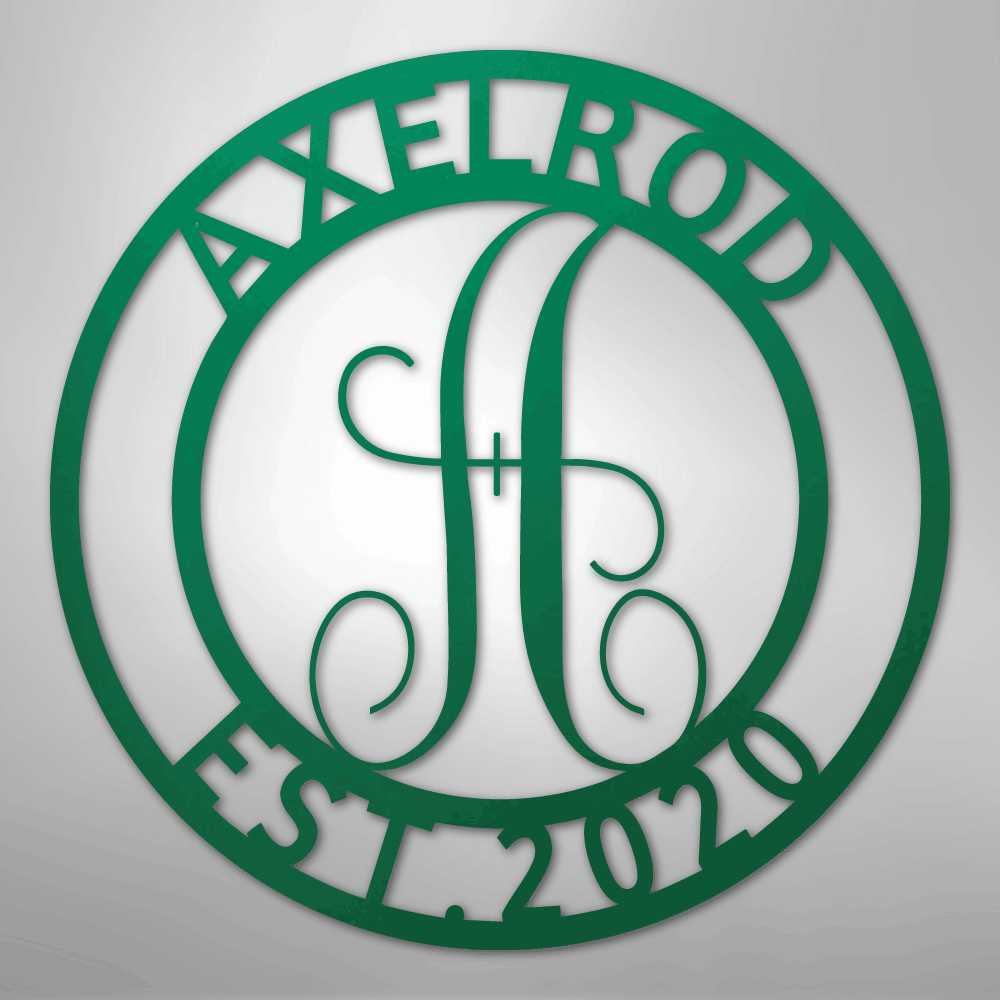 Steel Sign Green / 24" Personalized Monogram Metal Sign – Custom Family Name & Established Date Wall Decor