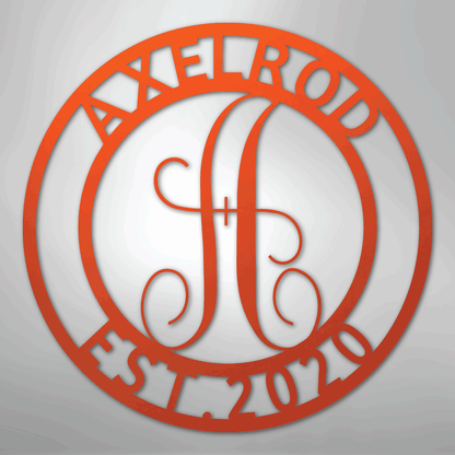 Steel Sign Orange / 24" Personalized Monogram Metal Sign – Custom Family Name & Established Date Wall Decor