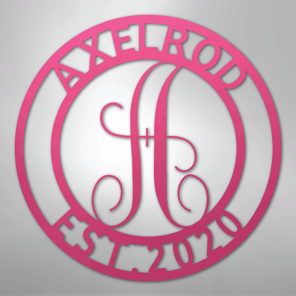 Steel Sign Pink / 24" Personalized Monogram Metal Sign – Custom Family Name & Established Date Wall Decor