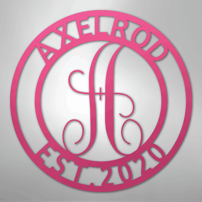 Steel Sign Pink / 24" Personalized Monogram Metal Sign – Custom Family Name & Established Date Wall Decor