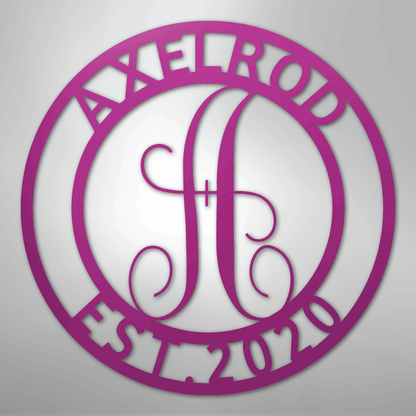 Steel Sign Purple / 24" Personalized Monogram Metal Sign – Custom Family Name & Established Date Wall Decor