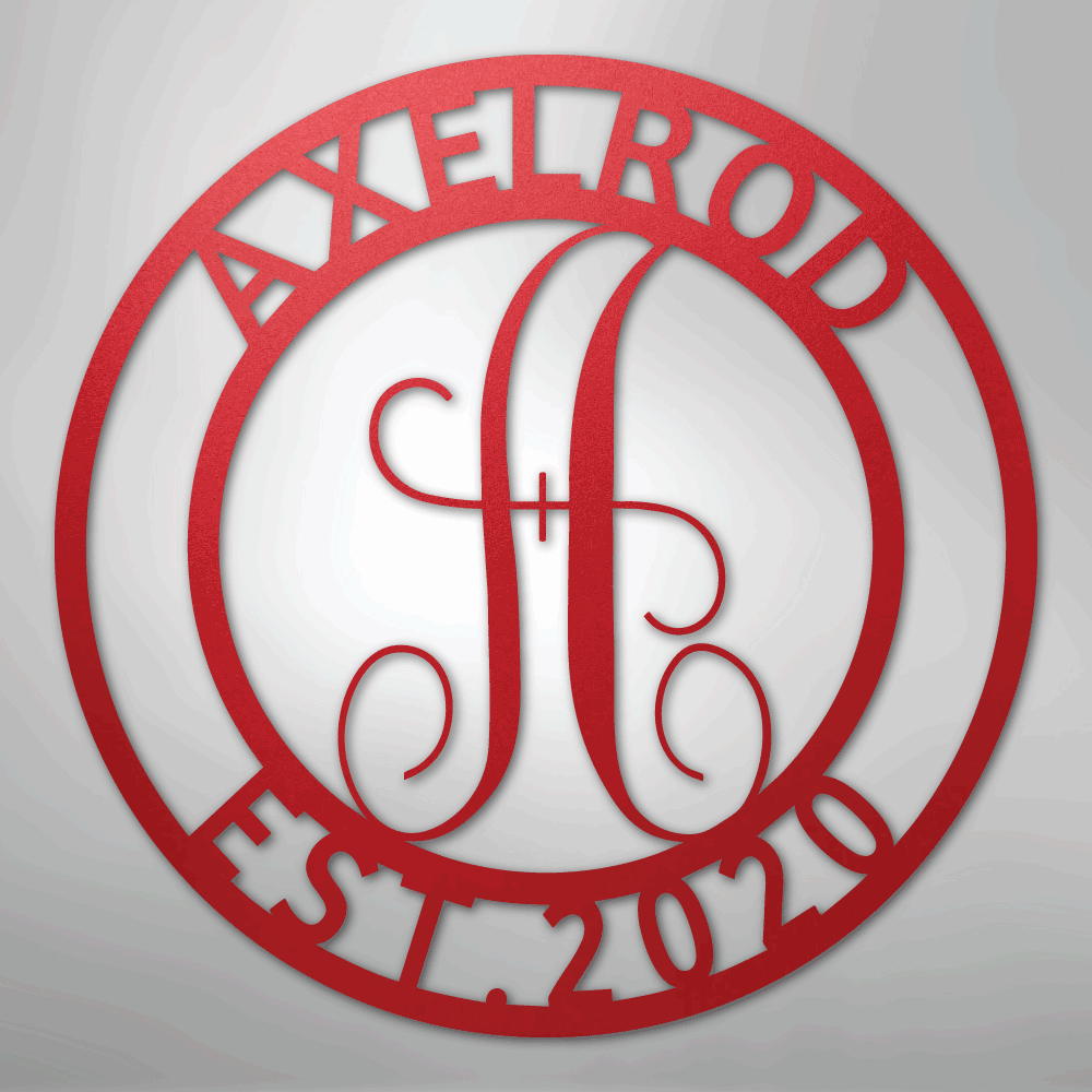 Steel Sign Red / 24" Personalized Monogram Metal Sign – Custom Family Name & Established Date Wall Decor