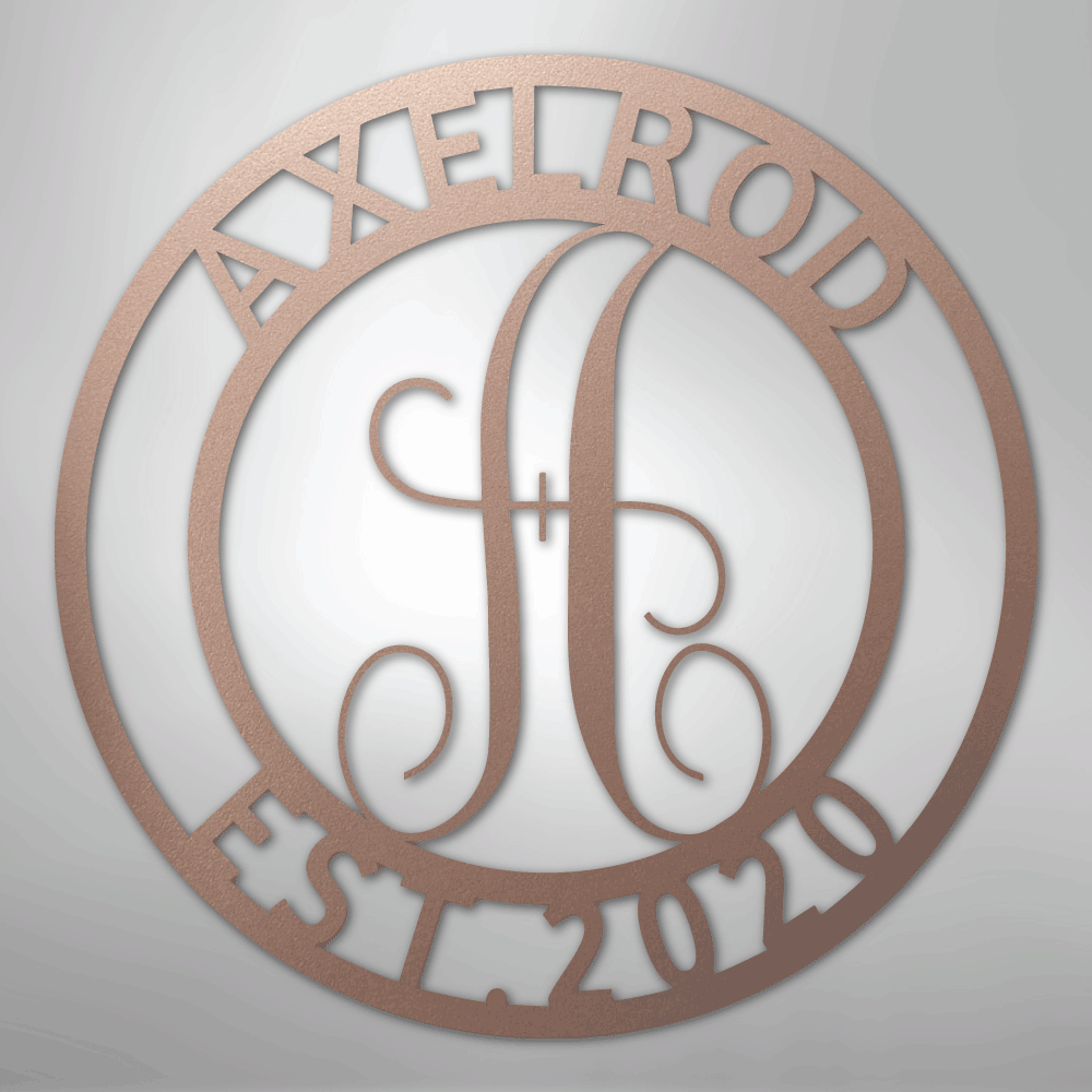 Steel Sign Rose / 24" Personalized Monogram Metal Sign – Custom Family Name & Established Date Wall Decor