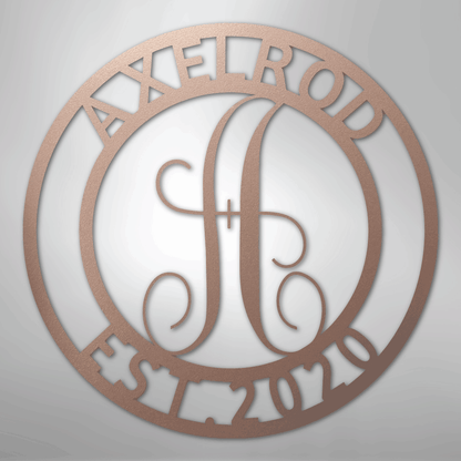 Steel Sign Rose / 24" Personalized Monogram Metal Sign – Custom Family Name & Established Date Wall Decor