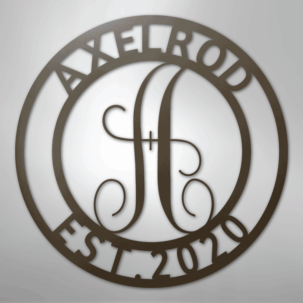 Steel Sign Stone / 24" Personalized Monogram Metal Sign – Custom Family Name & Established Date Wall Decor