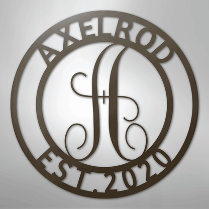 Steel Sign Stone / 24" Personalized Monogram Metal Sign – Custom Family Name & Established Date Wall Decor