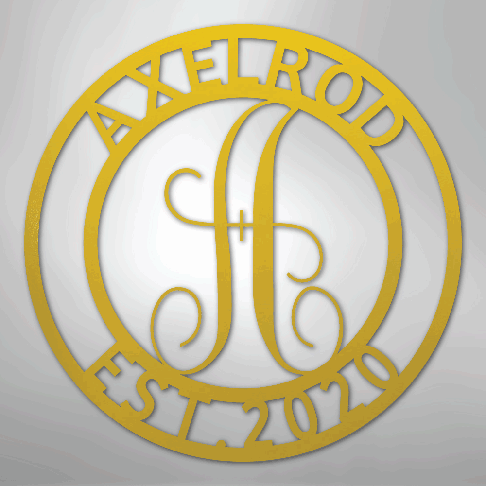 Steel Sign Yellow / 24" Personalized Monogram Metal Sign – Custom Family Name & Established Date Wall Decor